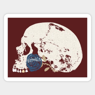 The Skull and the Deep Blue Rose Magnet